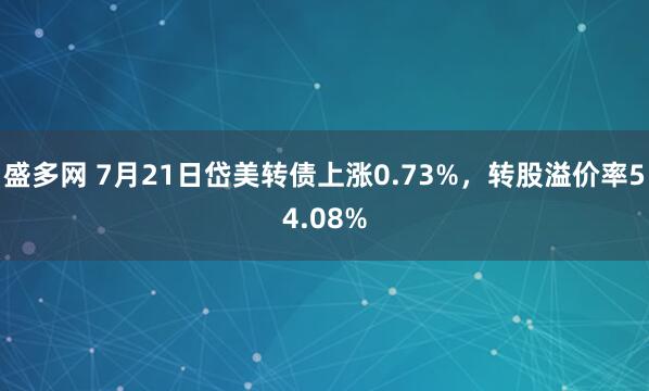 盛多网 7月21日岱美转债上涨0.73%，转股溢价率54.08%