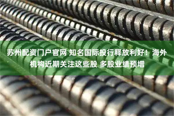 苏州配资门户官网 知名国际投行释放利好！海外机构近期关注这些股 多股业绩预增